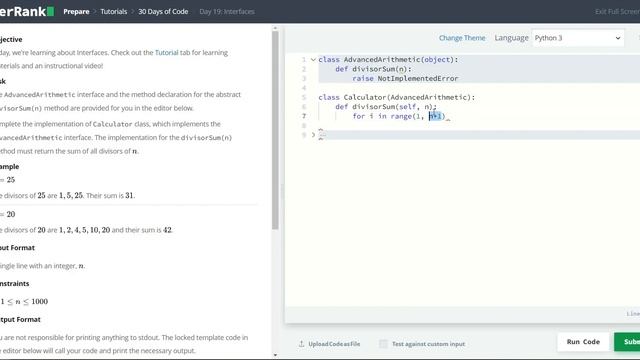 HackerRank 30 Days of Code | Day 19: Interfaces | Python смотреть онлайн
