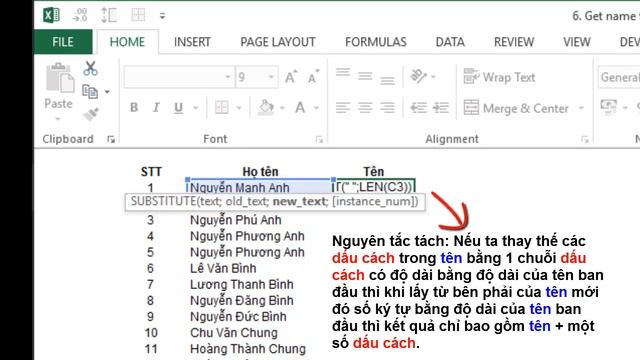 QueNAns - Excel 2013 #5.1- Tách tên sử dụng công thức смотреть онлайн