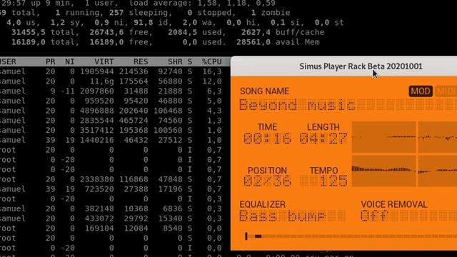 Simus Player Beta. MOD MIDI and MP3 Rack Player Debian Linux Version смотреть онлайн