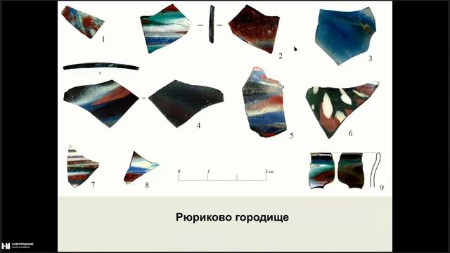 Находки посудного стекла с пестро-пятнистым декором в Великом Новгороде и на Рюриковом городище смотреть онлайн