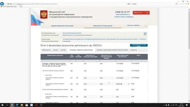 Отчет о финансовых результатах деятельности учреждения в 2021 году Ф-721 смотреть онлайн