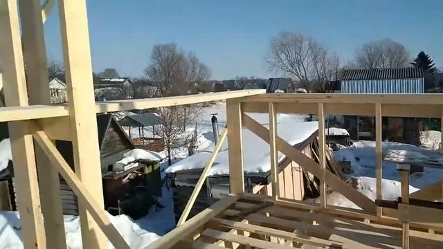 Каркасный дом 6х8 своими руками. Часть - 17 Коньковый прогон смотреть онлайн