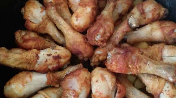 Куриная голень в казане с картошкой 21.07.2024.г