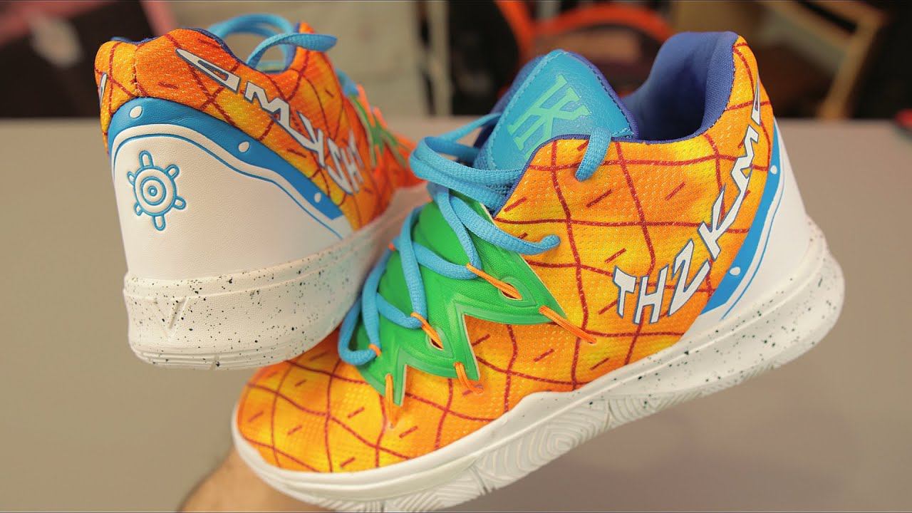 Кроссовки Nike Kyrie 5 SpongeBob реплика. Копия кроссовок Кайри 5 Спанч Боб смотреть онлайн