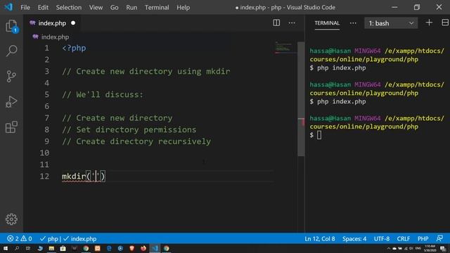 10 Create new directory using mkdir function | PHP смотреть онлайн