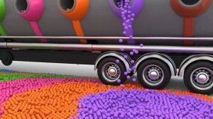 Colors for Children to Learn with Truck Transporter Toy Street Vehicles - Educational Videos