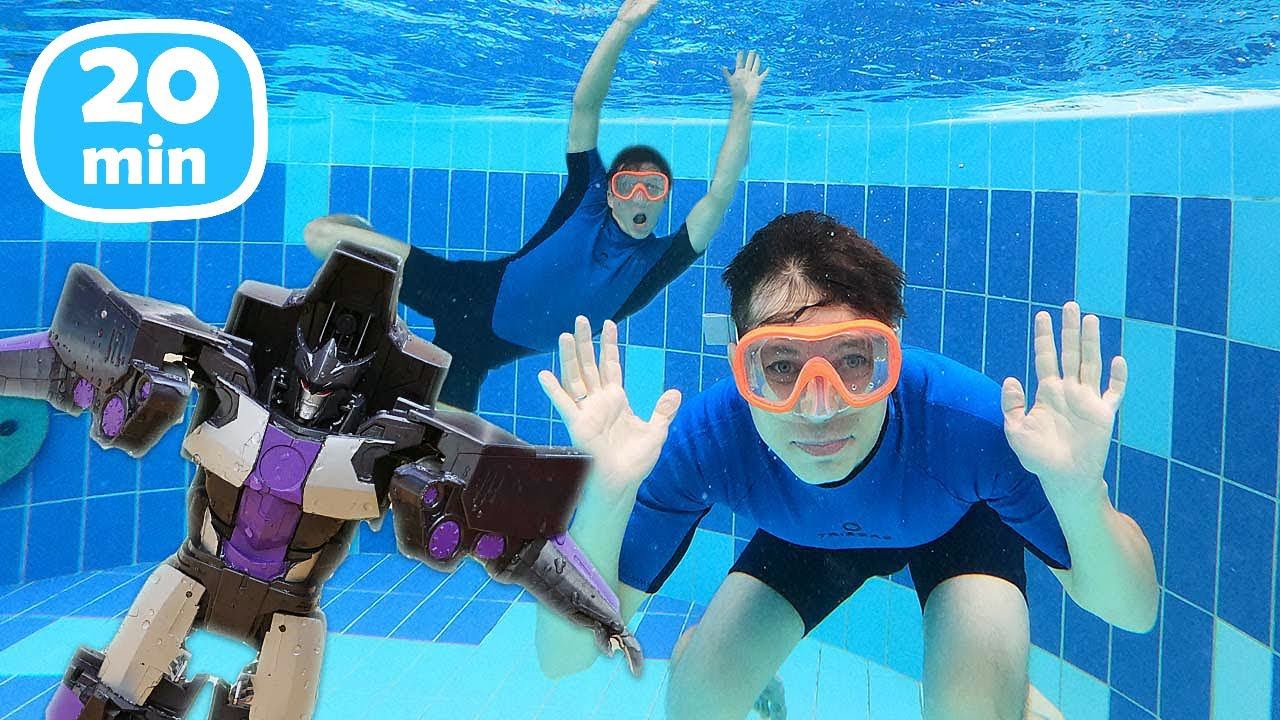 Школа героев Акватим в аквапарке - Злые Трансформеры! Игрушки в видео про игры в бассейне смотреть онлайн
