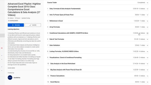 Free Advanced Excel Course at YouTube смотреть онлайн