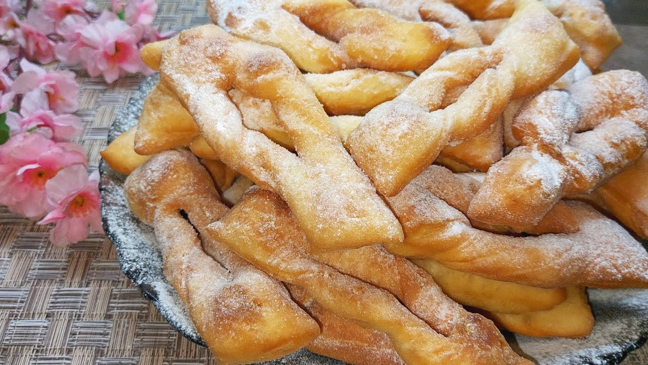 Вкуснятина к чаю за 5 минут из Кефира! Готовится Очень БЫСТРО и ПРОСТО! Хворост без Яиц! смотреть онлайн