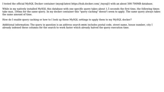 DevOps & SysAdmins: Official MySQL Docker container not caching queries? смотреть онлайн
