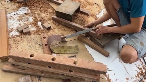 How To Building Wooden Stair Railing // Wood Worker Install Wooden Stair Handrail In The New House