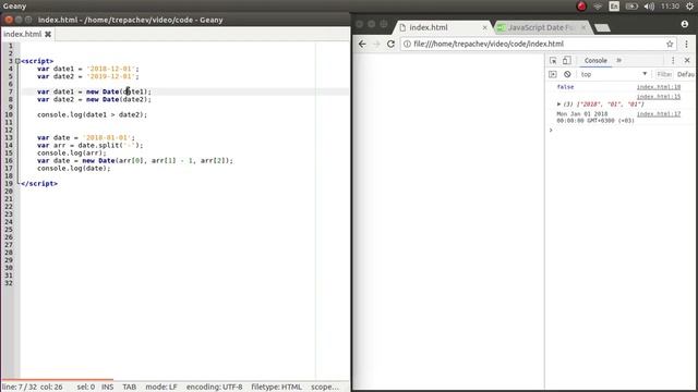 Сравнение дат на JavaScript, разность между датами, Date parse смотреть онлайн