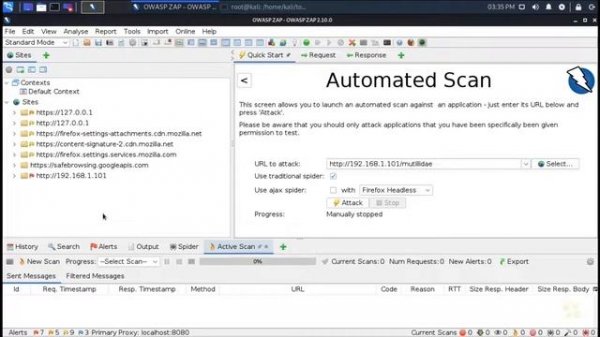 77 Сканирование атак с помощью OWASP ZAP