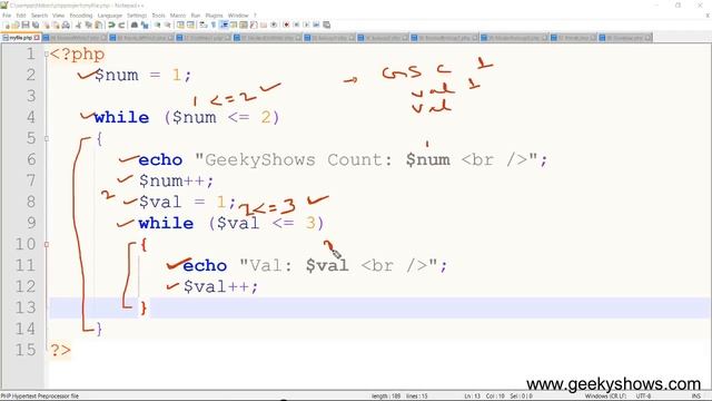 Nested While Loop in PHP (Hindi) смотреть онлайн