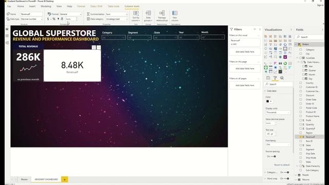 Gradient Effect Background Dashboard In PowerBI  | Timelapse