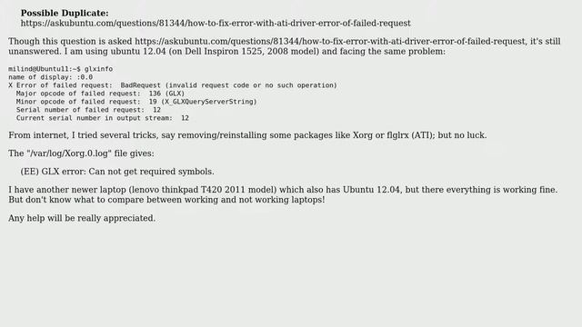 Ubuntu: X Error of failed request: BadRequest (invalid request code or no such operation) смотреть онлайн