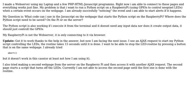 Raspberry Pi: Running a python script from a webserver смотреть онлайн