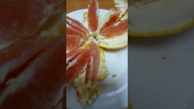На вкус долька у цитрусового оказалась сладковатой, поэтому это не грейпфрут, а гибрид какой-то смотреть онлайн