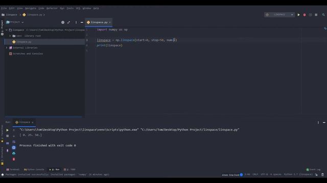 np.linspace смотреть онлайн