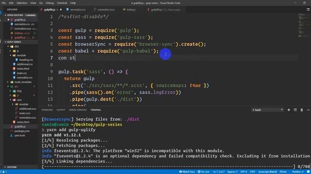 gulp tutorial for beginners | Gulp tutorial in bangla | Minify your files (part -11) смотреть онлайн