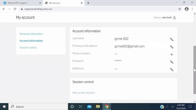 Изменение параметров учетной записи HP Smart | HP Smart | HP Support смотреть онлайн