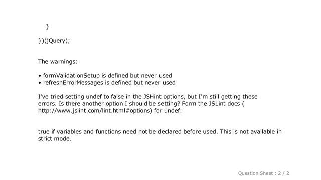 jQuery : Prevent JSHint warning that 'functionName is defined but never used' смотреть онлайн