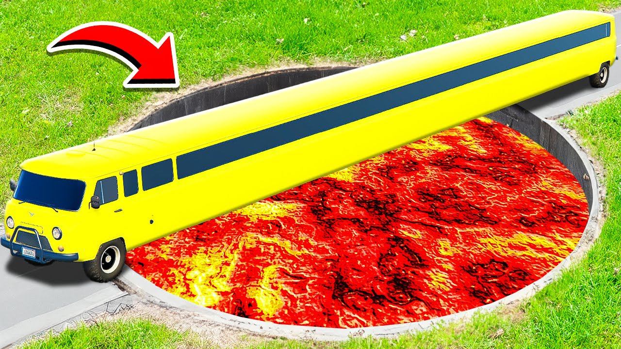 ПРОЕХАЛ ГЛУБОКУЮ ЯМУ С ЛАВОЙ НА САМОМ ДЛИННОМ ЛИМУЗИНЕ УАЗ БУХАНКА ГТА 5 МОДЫ МУРКА смотреть онлайн