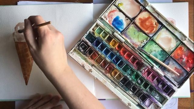 Как нарисовать мороженое. Часть 2. Вафельный рожок смотреть онлайн