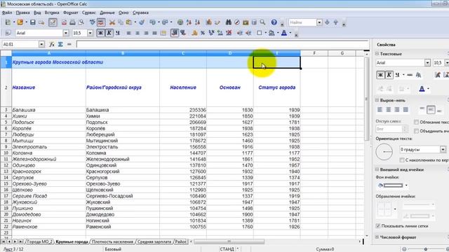 Занятие 9. Оформление таблиц и работа с данными в OpenOffice Calc смотреть онлайн