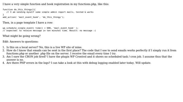 Wordpress: Scheduling a cron job from a function that is ran outside functions.php? смотреть онлайн