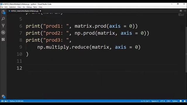 numpy matrix multiply column values смотреть онлайн
