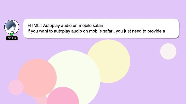 HTML : Autoplay audio on mobile safari смотреть онлайн