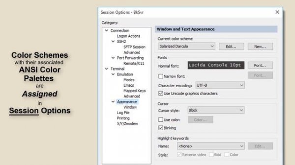 SecureCRT Color Schemes & ANSI Color Palettes