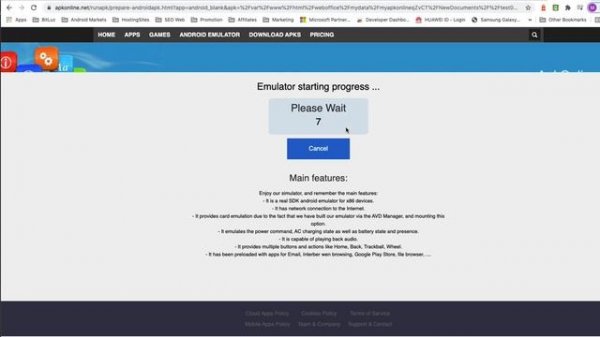 Android online emulator ApkOnline integration from web extension