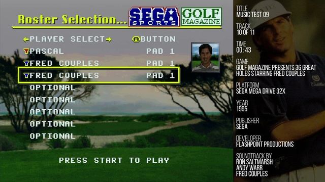 Golf Magazine: 36 Great Holes Starring Fred Couples - Music Test 09 [SEGA Mega Drive 32X Soundtrack смотреть онлайн