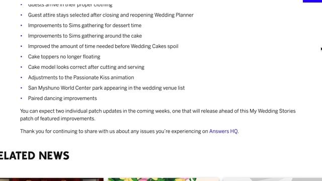 WEDDING PACK FIXES ANNOUNCED BY TEAM!!! - SIMS 4 LAUNDRY LIST/ PATCH UPDATE NEWS 2022 смотреть онлайн