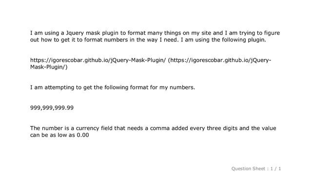jQuery : Jquery Mask number with commas and decimal смотреть онлайн