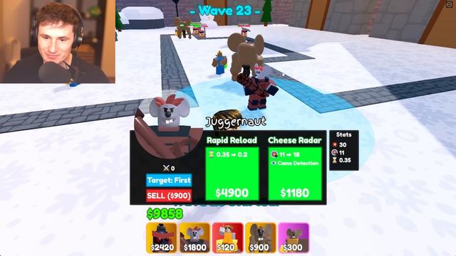 Upgrading MUSCLE RAT TO MAX! (Tower Defense) смотреть онлайн