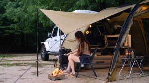 Кемпинг под проливным дождём. Одна в палатке. ASMR