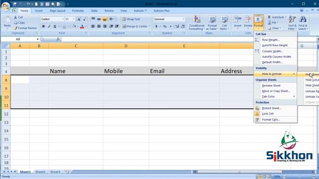 How to hide unhide columns in MS Excel | English | Free | Sikkhon смотреть онлайн
