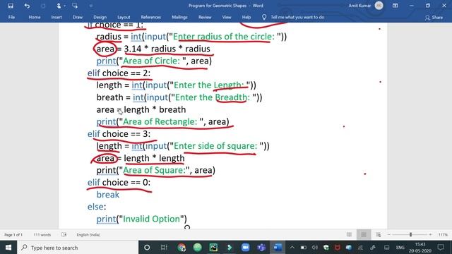 Menu Based Program to calculate area of different Geometrical Shapes in Python смотреть онлайн