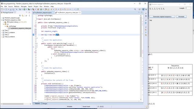 Java programming. Random sequence application. смотреть онлайн