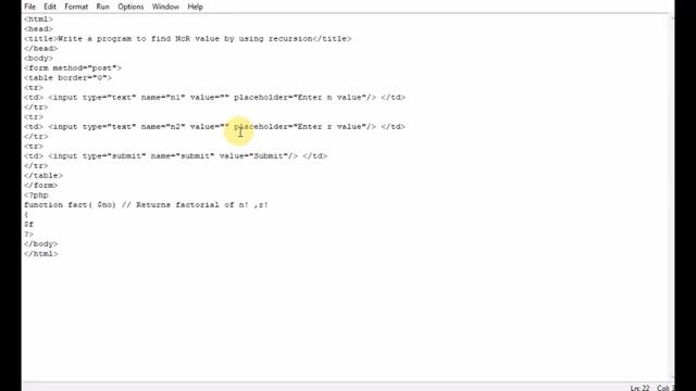 Write a program to find NcR value by using recursion php смотреть онлайн