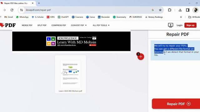 How to Repair Corrupted or Damaged PDF File? | PDF Corrupted File Repair| Learn with MD Mohsin смотреть онлайн