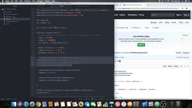 3D GAME (THREEJS) navigate around & into scene using first person controls (part 3) смотреть онлайн