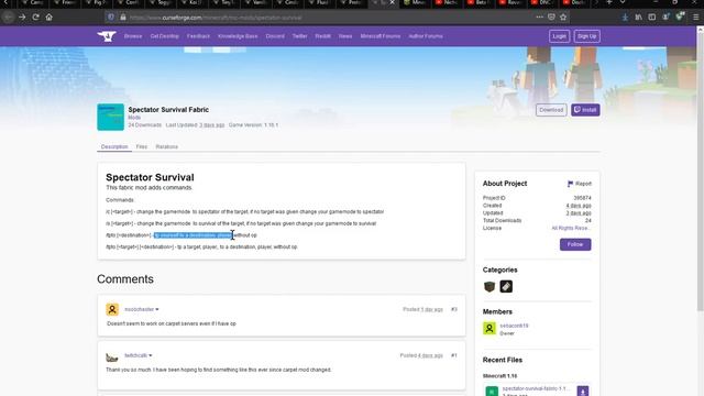 Spectator Survival 1.16.1 Fabric Mod Overview смотреть онлайн