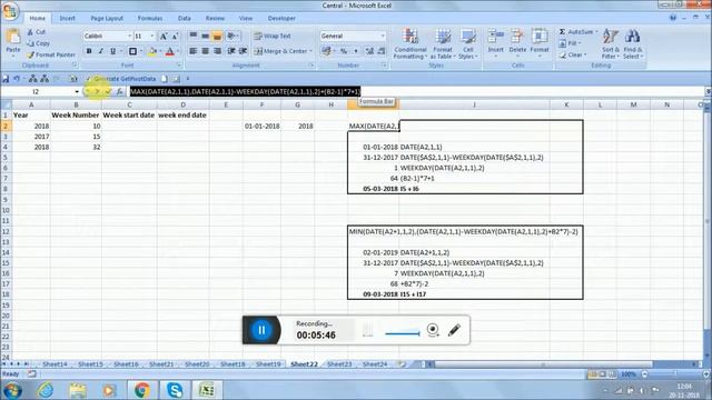 Excel Formula to extract week start and end dates from year and week number смотреть онлайн