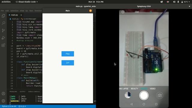 Graphically control arduino using python, pyfirmata and python's kivy. Blink an Led using python. смотреть онлайн