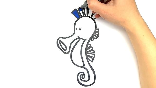 Рисунок морской конек. Как нарисовать морского конька. Рисунки для малышей РАСКРАСКИ РАЗВИВАШКИ смотреть онлайн