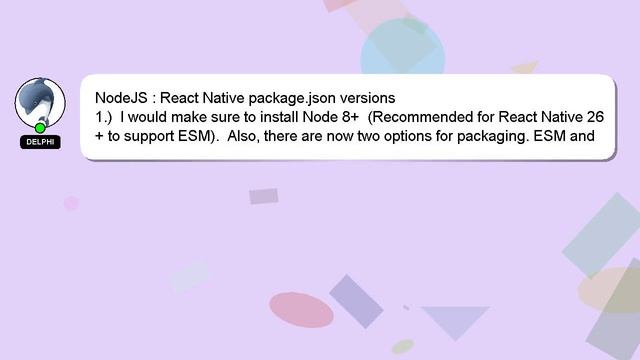 NodeJS : React Native package.json versions смотреть онлайн